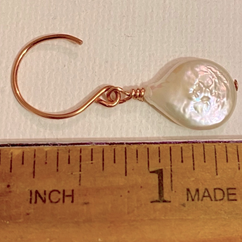 Coin Pearl & Solid Copper Earrings
